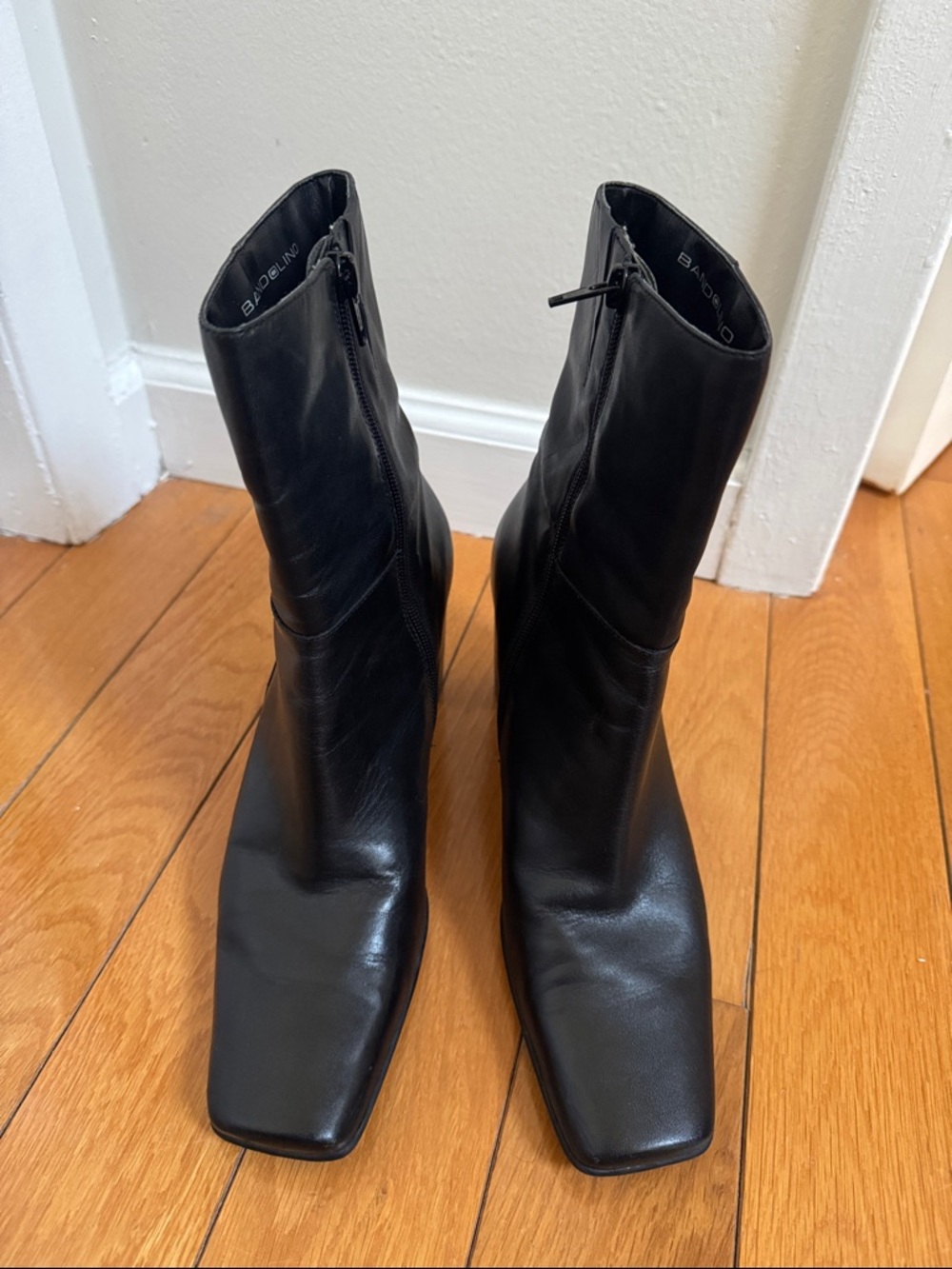 BANDOLINO / Women's Black Leather Block Heel Boots - Picture 3 of 8
